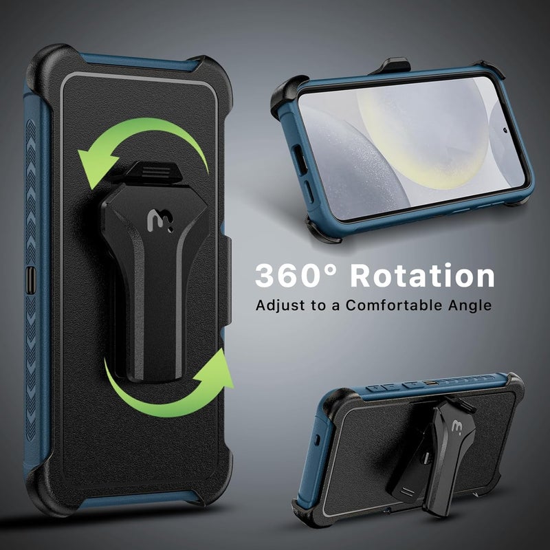M MYBAT PRO Maverick Series for Samsung Galaxy S25 Case with Belt Clip Holster, Heavy Duty Military Grade Drop Protective Case w 360° Rotating Stand (No Screen Protector) Blue - Image 5